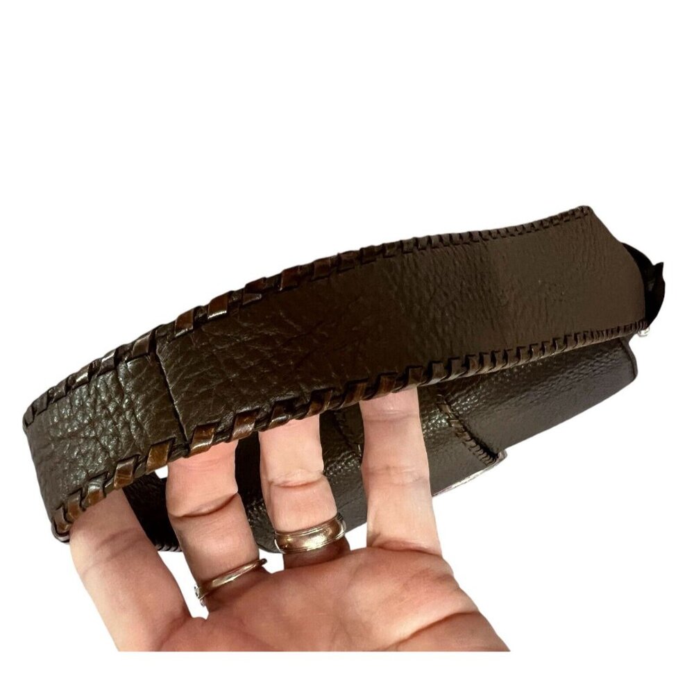 BRIGHTON Shoulder Bag Purse “Tough Collection” Leather Flap Front Logo Brown - Picture 4 of 11